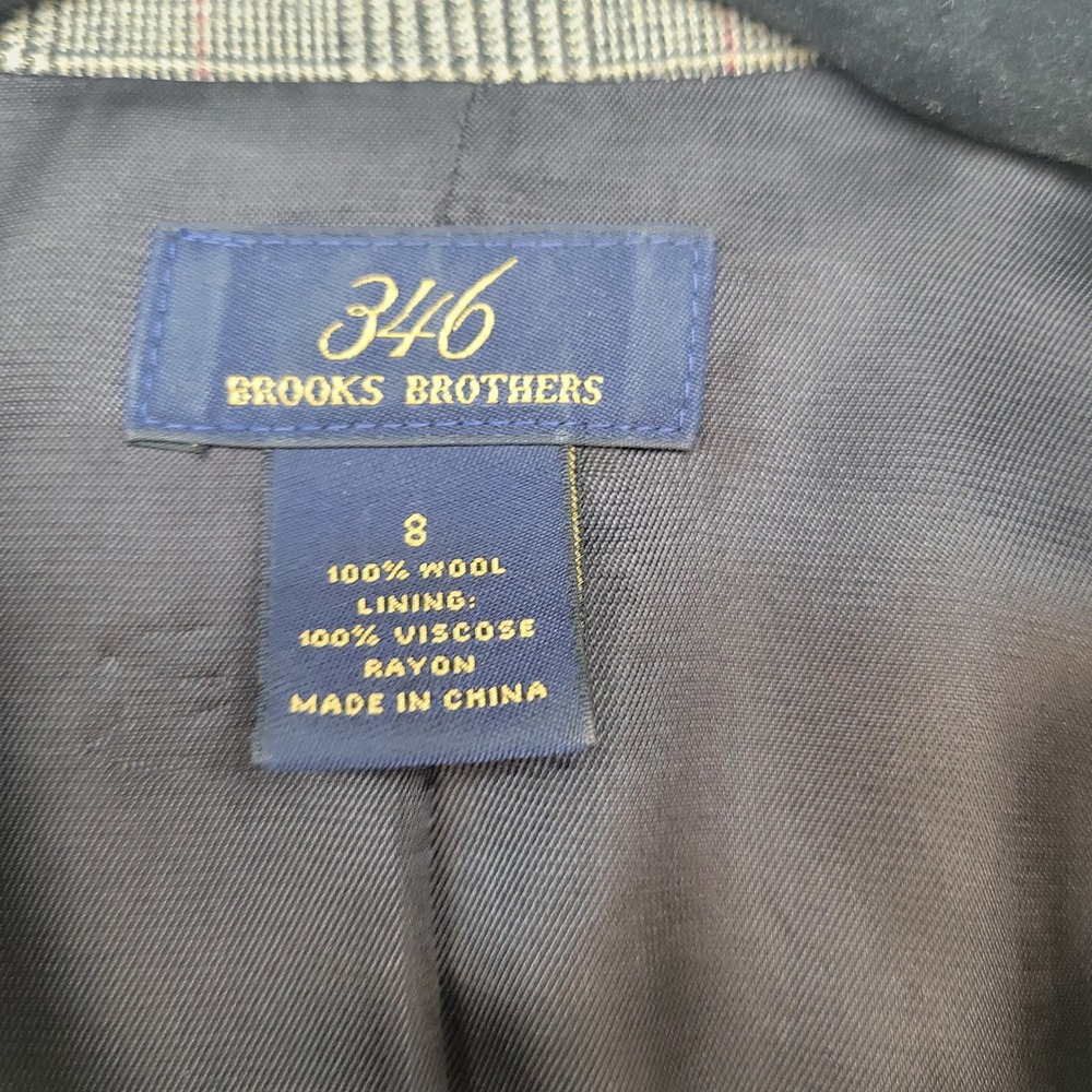 Brooks Brothers 346 Blazer+Skirt 2-pc Set Women 8 Gray Plaid Wool A-Line Pleated - Picture 6 of 16